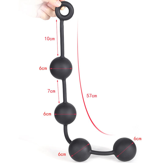 Large Big Silicone Beads Anal Chain Plug Play Pull Ring Ball New 4 Sizes Masturbation Prostate Sex Toys For Woman Men Products