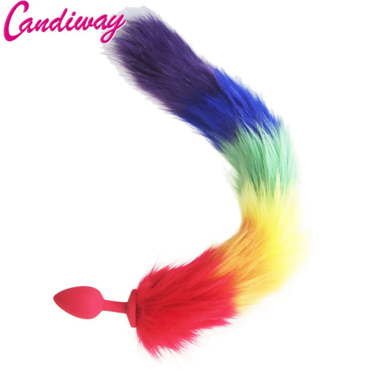 rainbow Fox/Dog Tail silicone Furry Anal Plug Sexy Toys Butt Plug BDSM Flirt Anus For Women WILD cat Tail Adult Toy rule play
