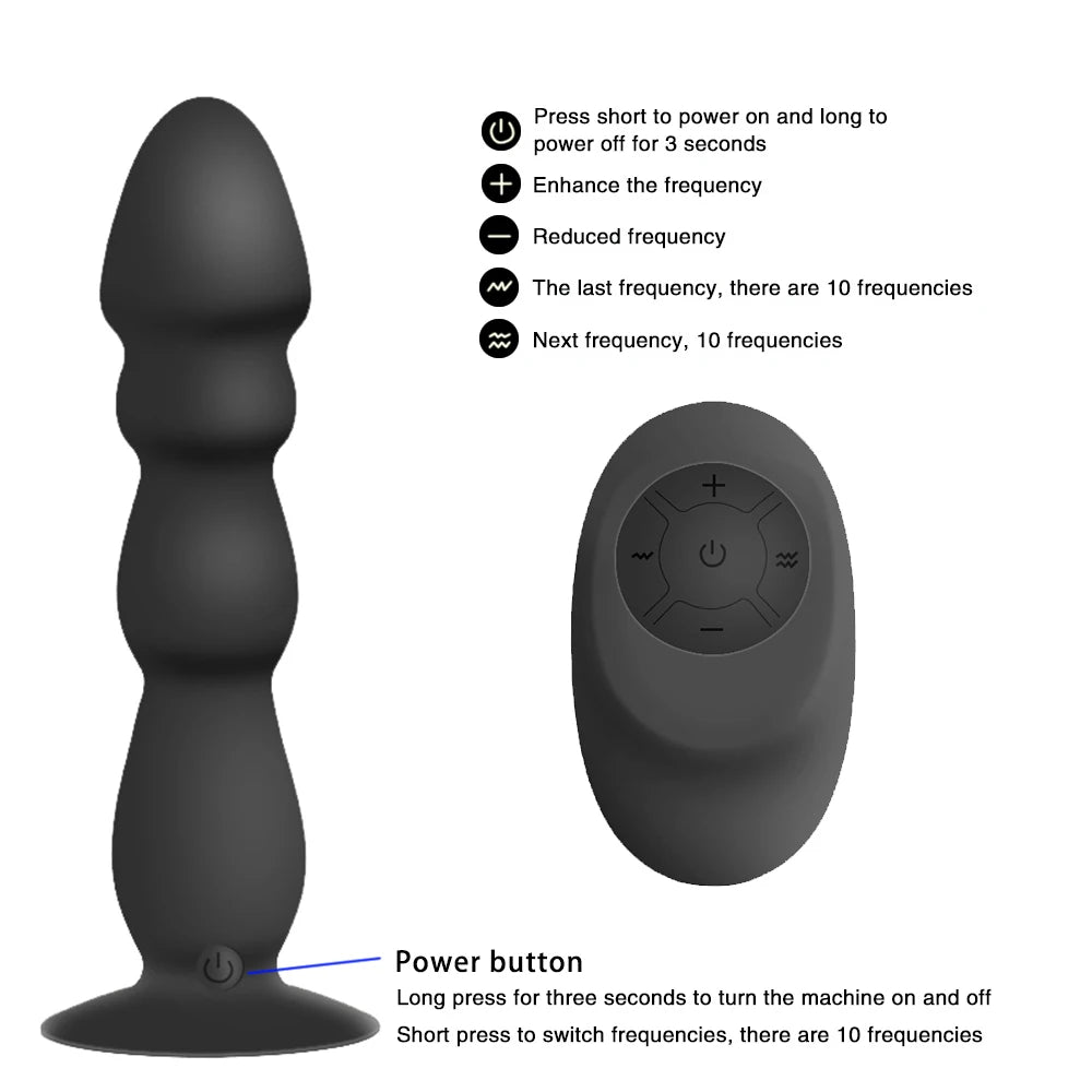 10 Speeds Wireless Remote Anal Dildo Male Prostate Massager Strong Sucker Unisex G-spot Stimulator Anus Penis Vibrator Sex Toys