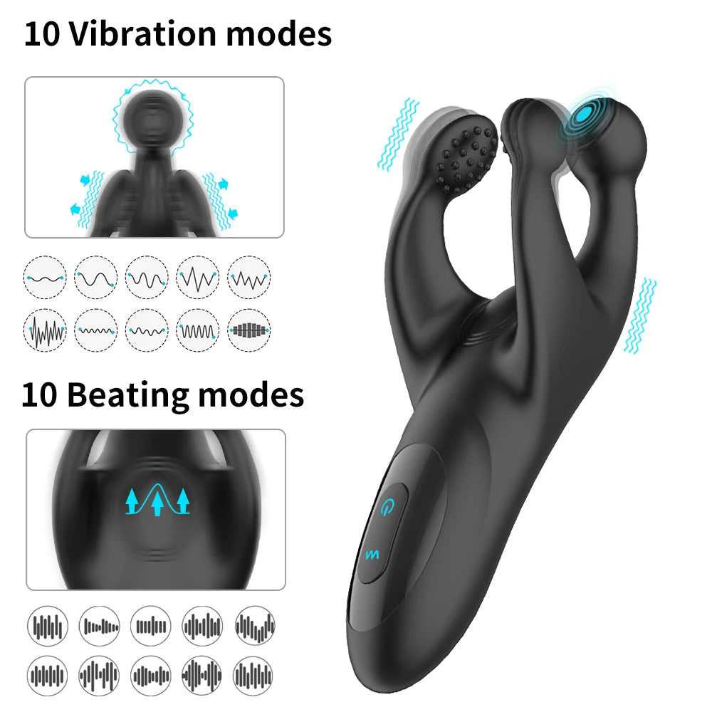 Testicle Massager Vibrators for Men Sexy Toys 10 Speeds Vibrating Prostate Massager Silicone Adult Goods for Men Couple Erotic