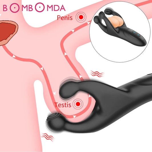 Testicle Massager Vibrators for Men Sexy Toys 10 Speeds Vibrating Prostate Massager Silicone Adult Goods for Men Couple Erotic