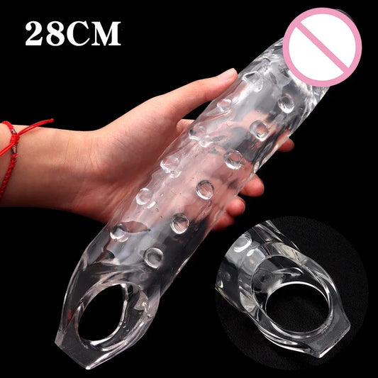 Transparent Penis Extender Sleeve Reusable Condoms Cock Rings Delay Ejaculation Penis Enlargement Nozzles Sex Toys For Men