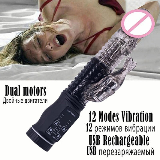 12 Modes Fish Tail Vibrator Sexy toys For women Dual motors Rotatable Dildo Feamale Vagina Clitoris Massager Masturbation