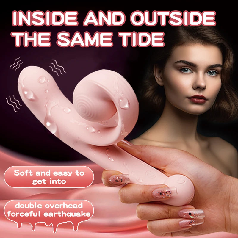 2 In 1 Dildo Telescopic G-Spot Rabbit Vibrator for Women Clitoris Clit Stimulator Massager Sex Toys Female Adult Goods Shop